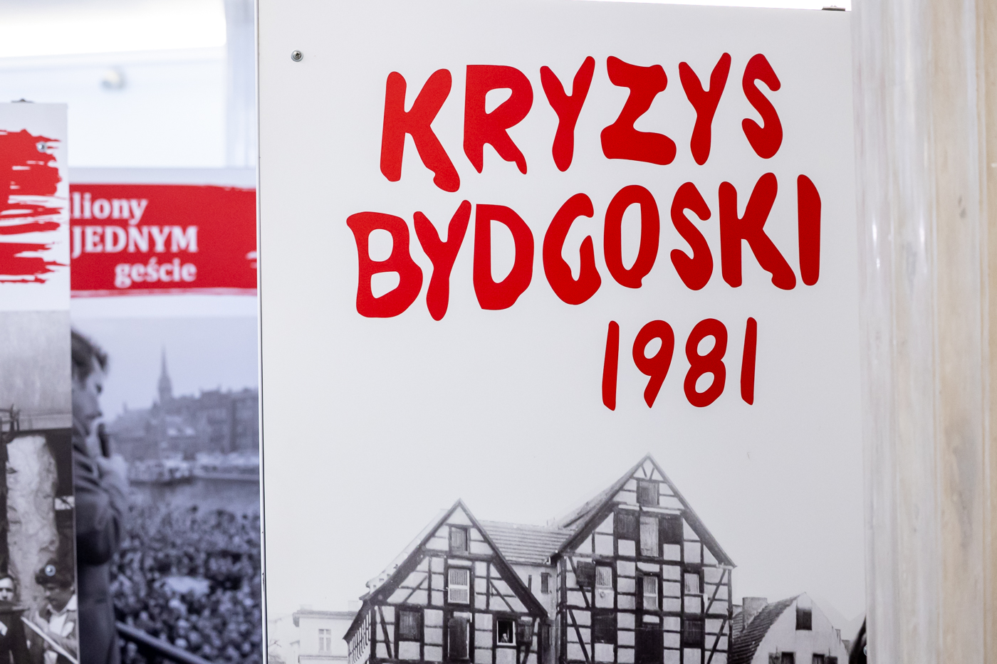 Fragment wystawy Kryzys Bydgoski 1981 zaprezentowanej w Sejmie RP